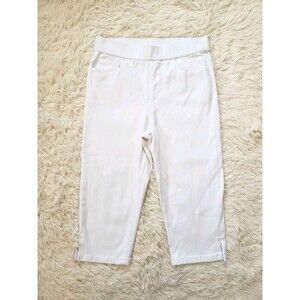 Isaac Mizrahi Live Women's Knit Denim Pull-on Pants Pockets Stretch White Sz 2